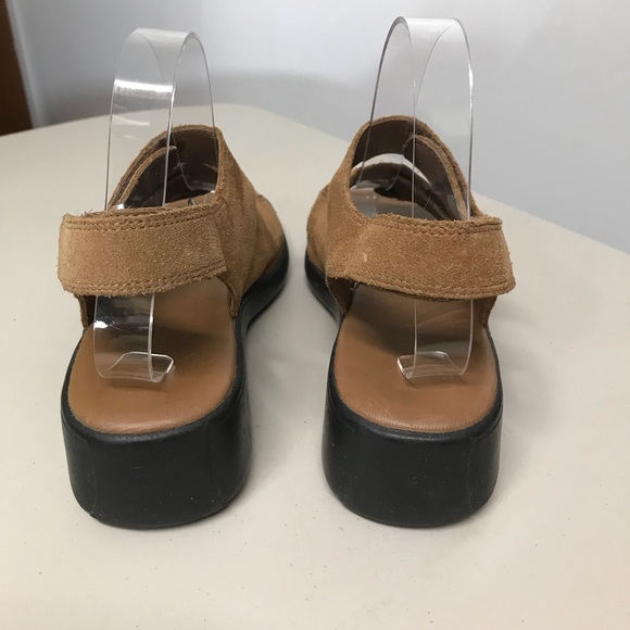 Strictly Comfort Adjustable Tan Suede Wedge Sandal - Picture 4 of 8